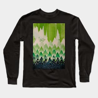 Oil painting abstract  pine forest and mountain GREEN style Long Sleeve T-Shirt